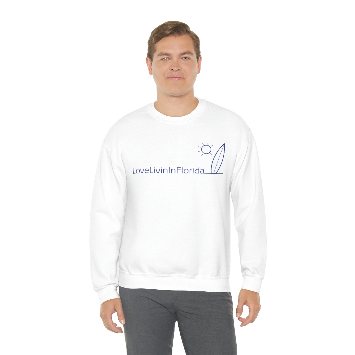 Unisex Heavy Blend Crewneck Sweatshirt Love Livin In Florida Surfboard - Image 14