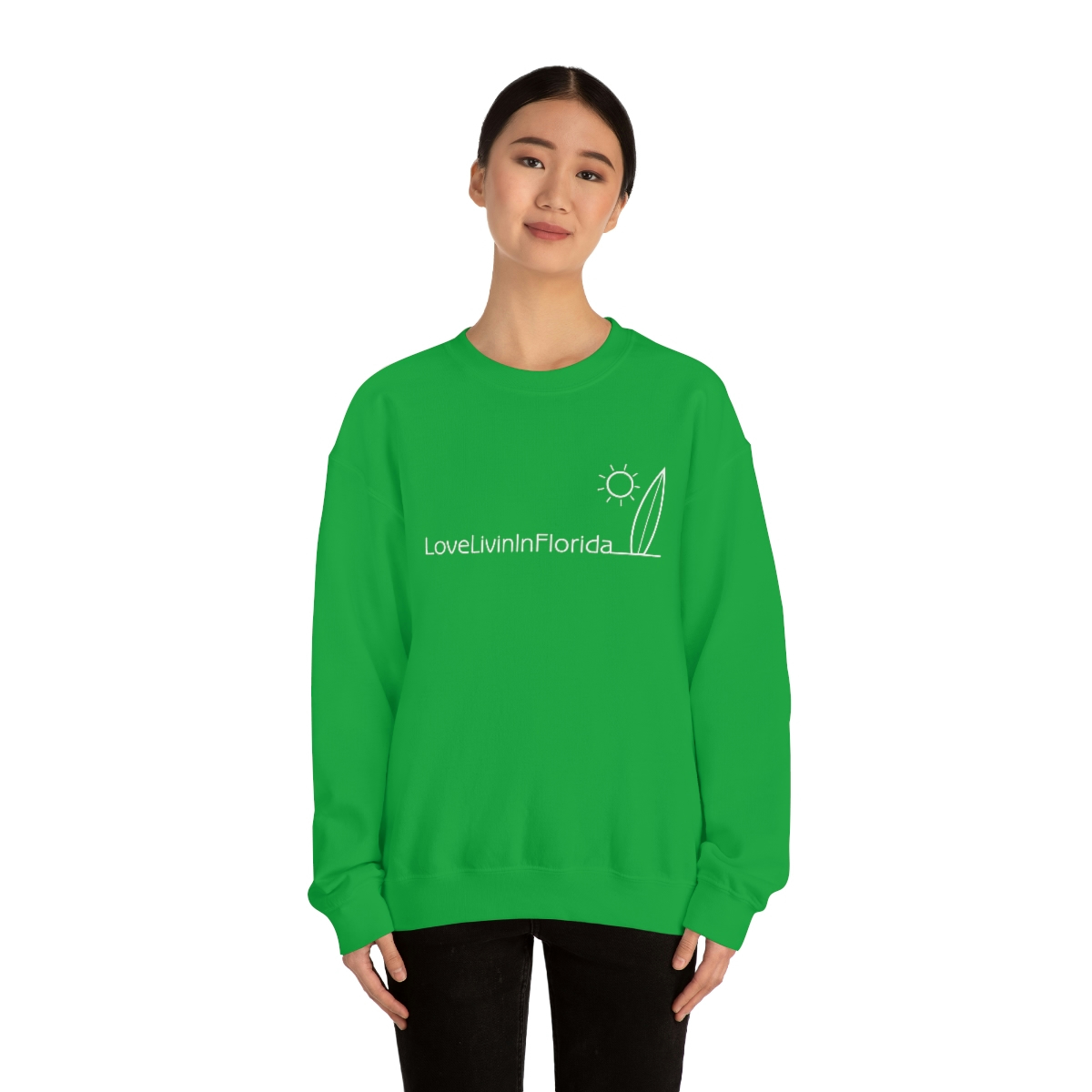 Unisex Heavy Blend Crewneck Sweatshirt Love Livin In Florida Surfboard - Image 57