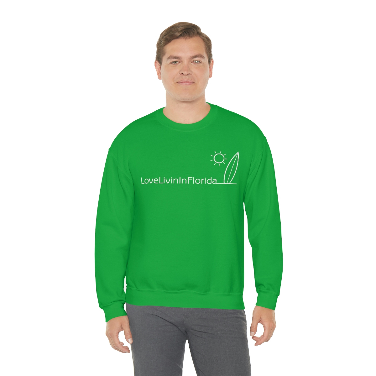 Unisex Heavy Blend Crewneck Sweatshirt Love Livin In Florida Surfboard - Image 59