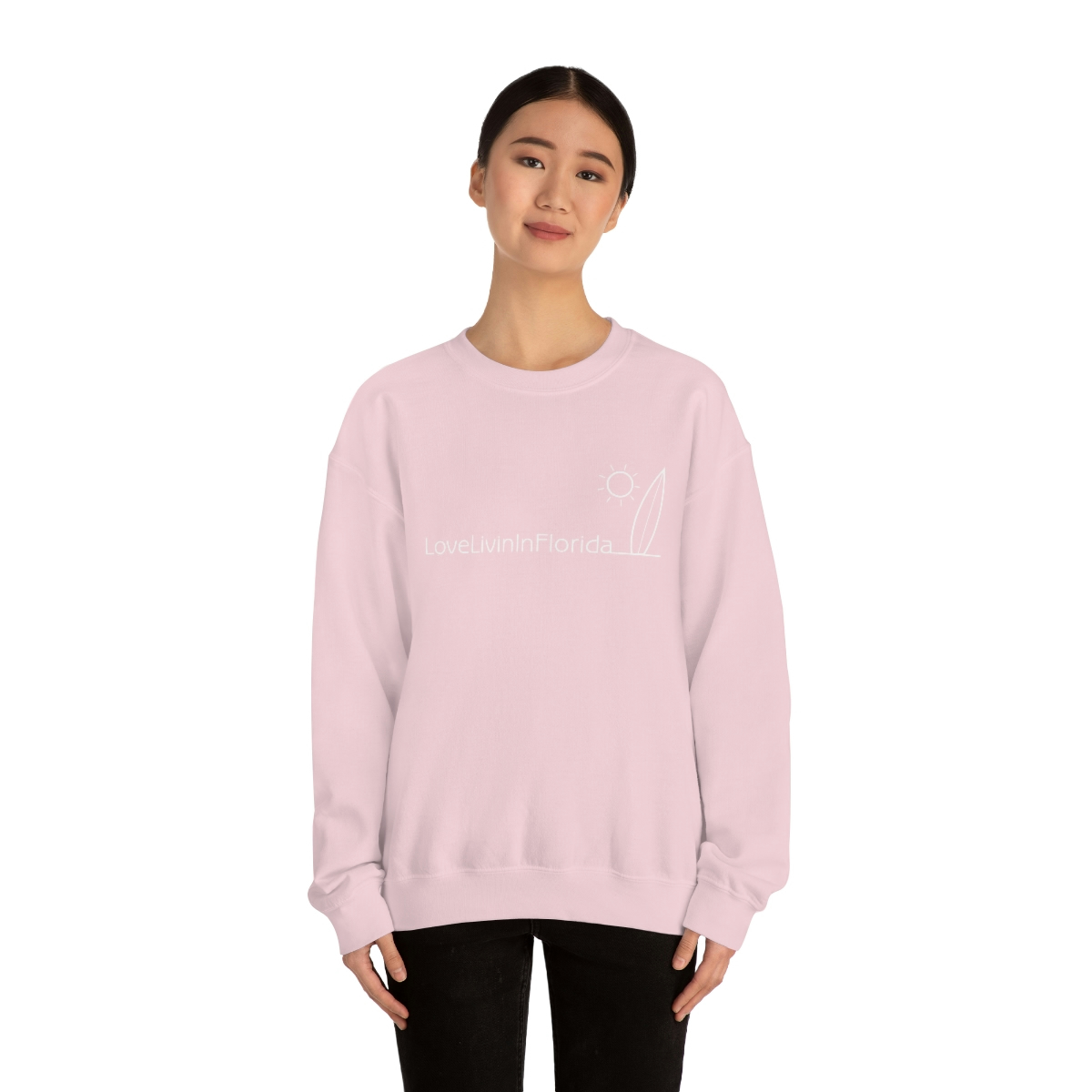 Unisex Heavy Blend Crewneck Sweatshirt Love Livin In Florida Surfboard - Image 75