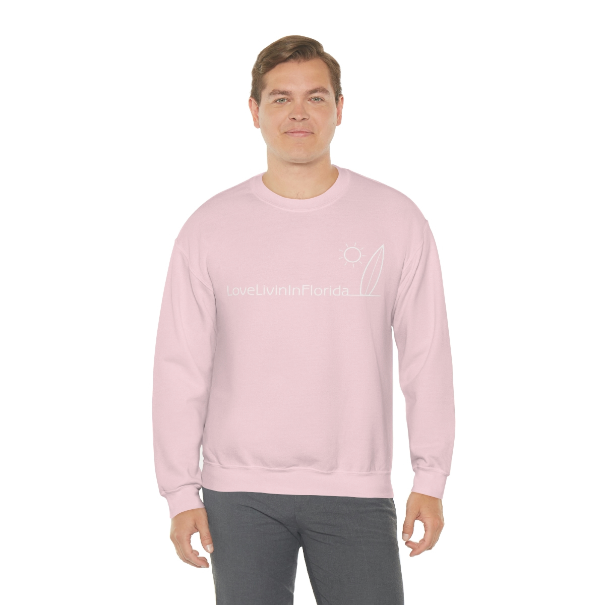 Unisex Heavy Blend Crewneck Sweatshirt Love Livin In Florida Surfboard - Image 77