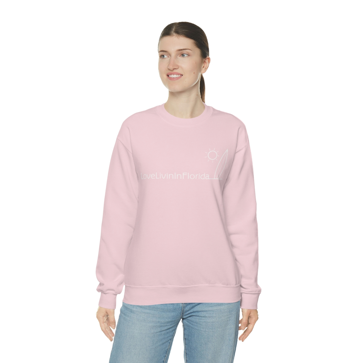 Unisex Heavy Blend Crewneck Sweatshirt Love Livin In Florida Surfboard - Image 78