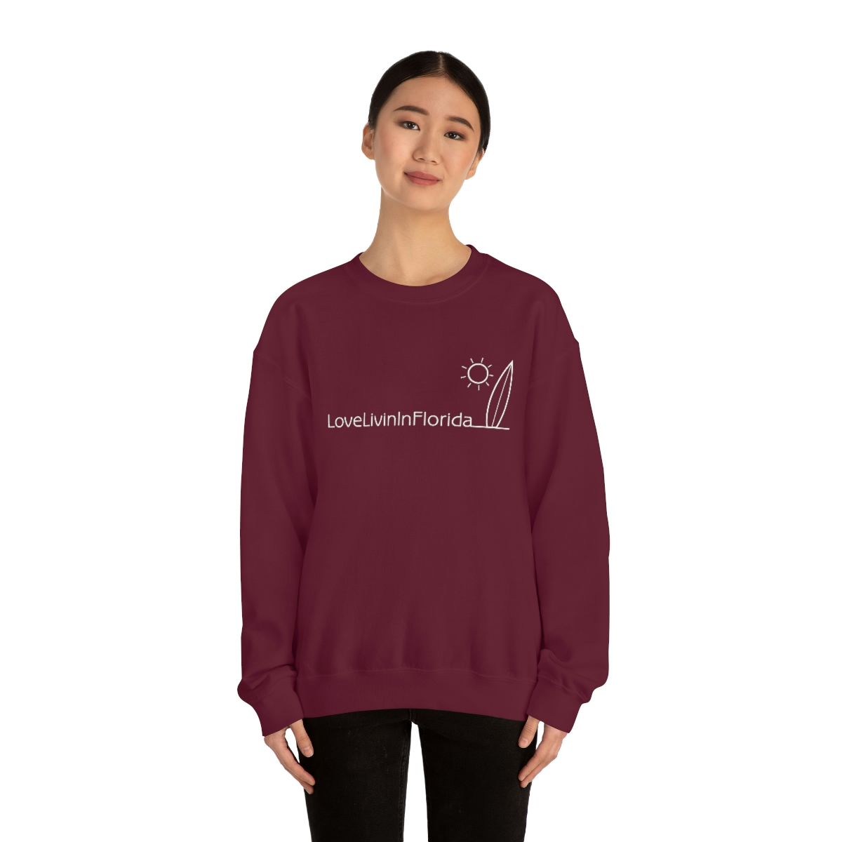 Unisex Heavy Blend Crewneck Sweatshirt Love Livin In Florida Surfboard - Image 48