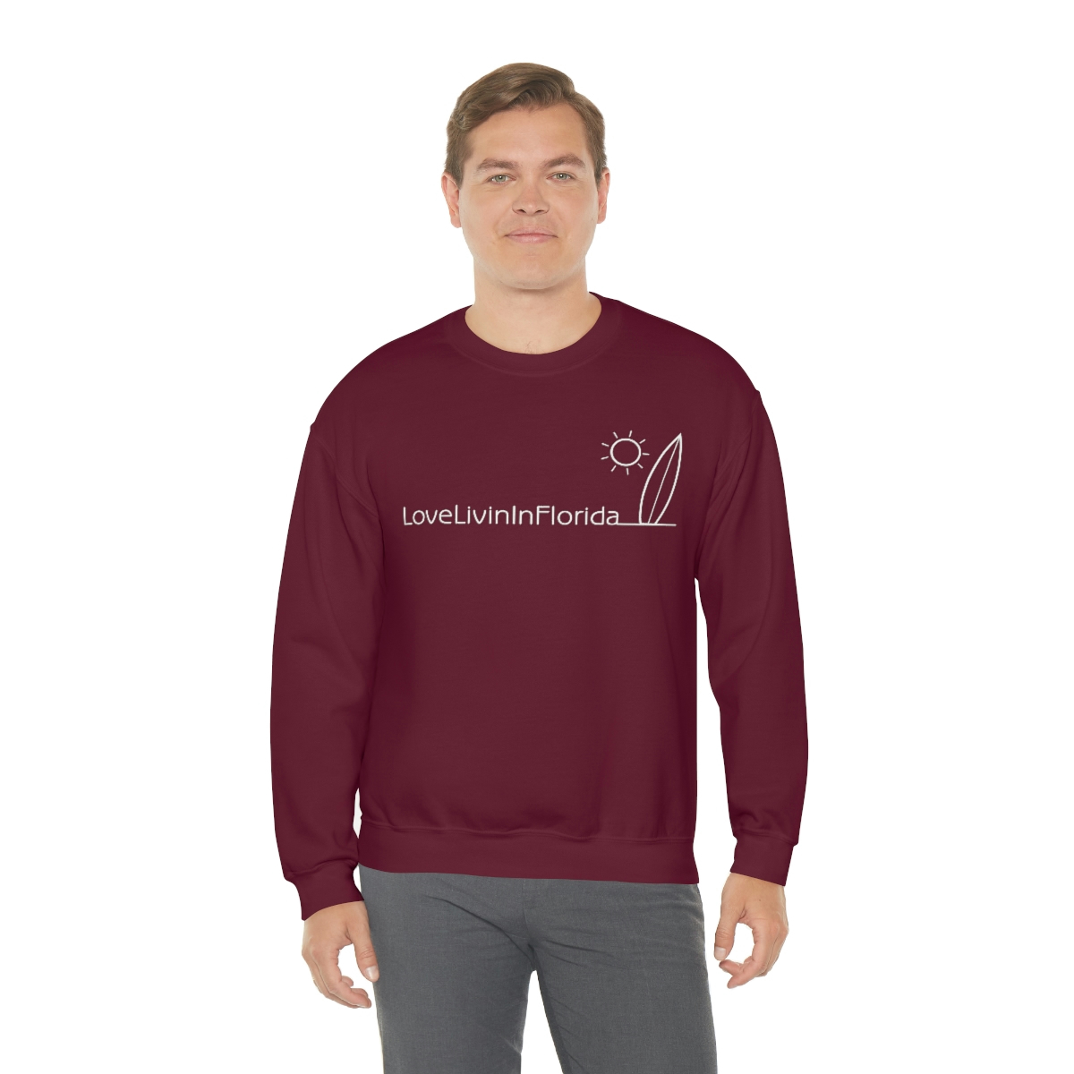 Unisex Heavy Blend Crewneck Sweatshirt Love Livin In Florida Surfboard - Image 50