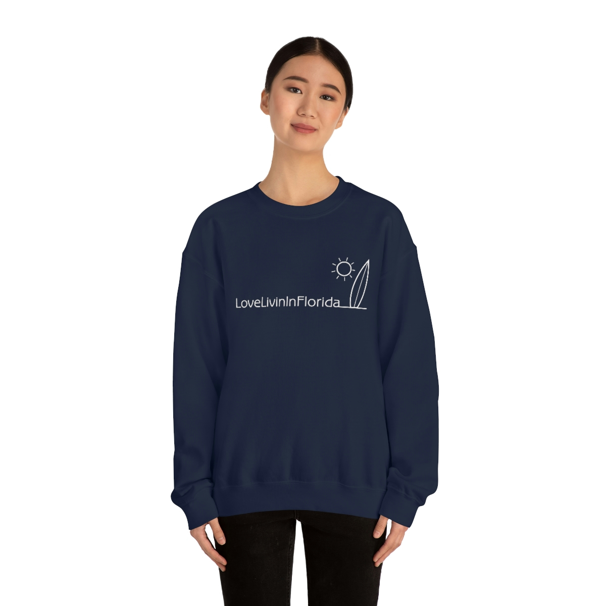 Unisex Heavy Blend Crewneck Sweatshirt Love Livin In Florida Surfboard - Image 66