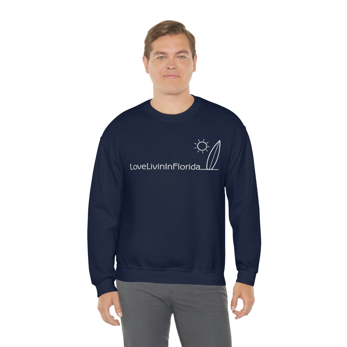Unisex Heavy Blend Crewneck Sweatshirt Love Livin In Florida Surfboard - Image 68