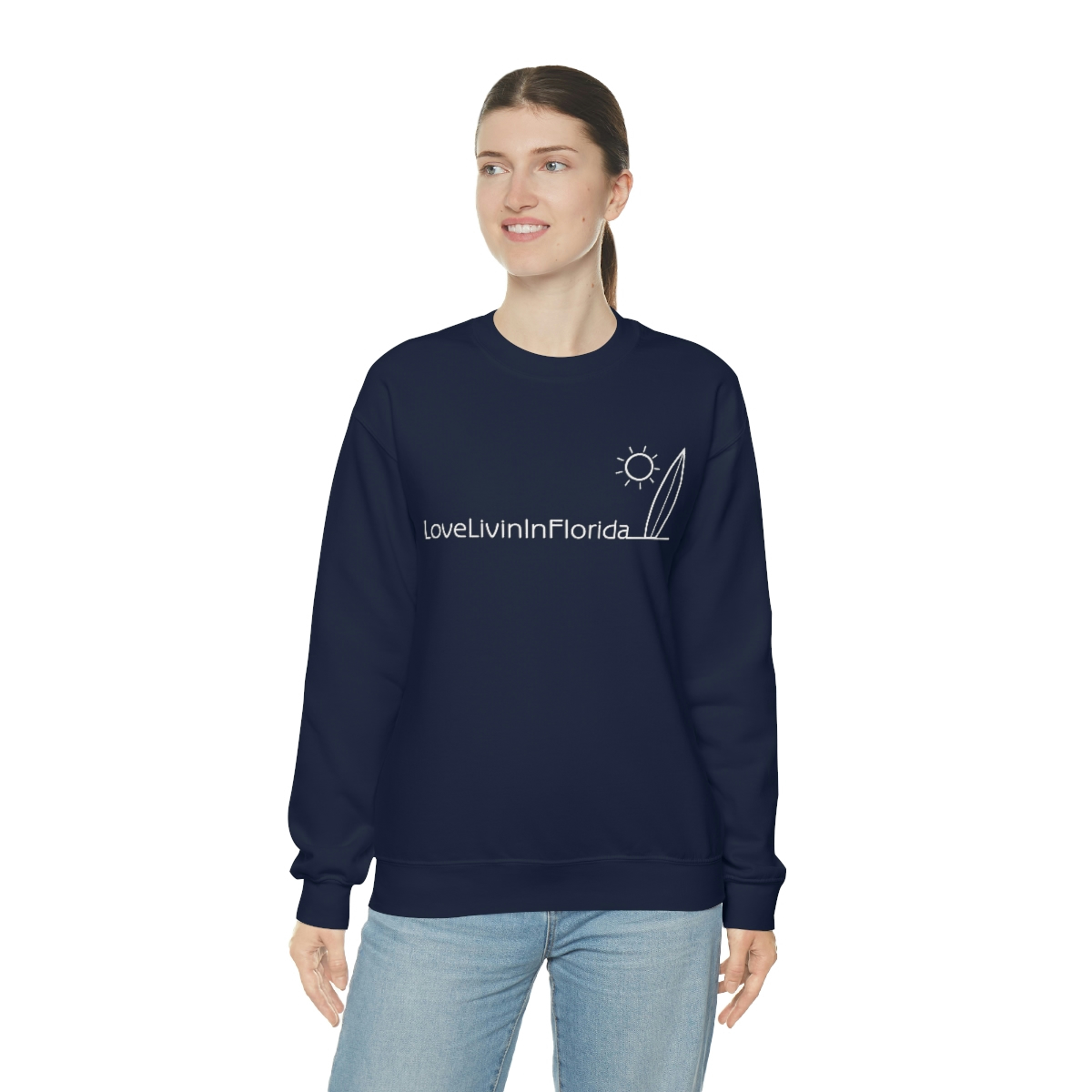 Unisex Heavy Blend Crewneck Sweatshirt Love Livin In Florida Surfboard - Image 69