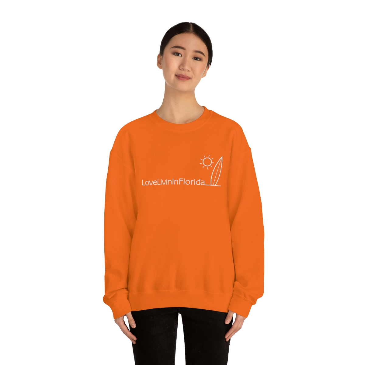 Unisex Heavy Blend Crewneck Sweatshirt Love Livin In Florida Surfboard - Image 39