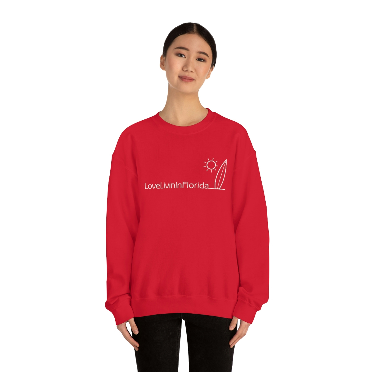 Unisex Heavy Blend Crewneck Sweatshirt Love Livin In Florida Surfboard - Image 84
