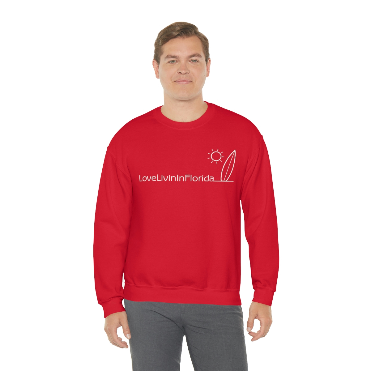 Unisex Heavy Blend Crewneck Sweatshirt Love Livin In Florida Surfboard - Image 86
