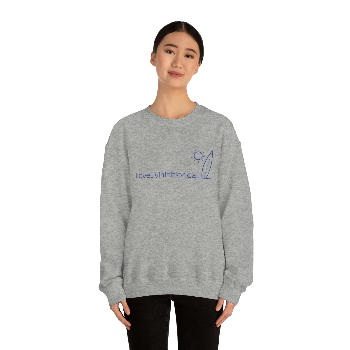Unisex Heavy Blend Crewneck Sweatshirt Love Livin In Florida Surfboard - Image 30