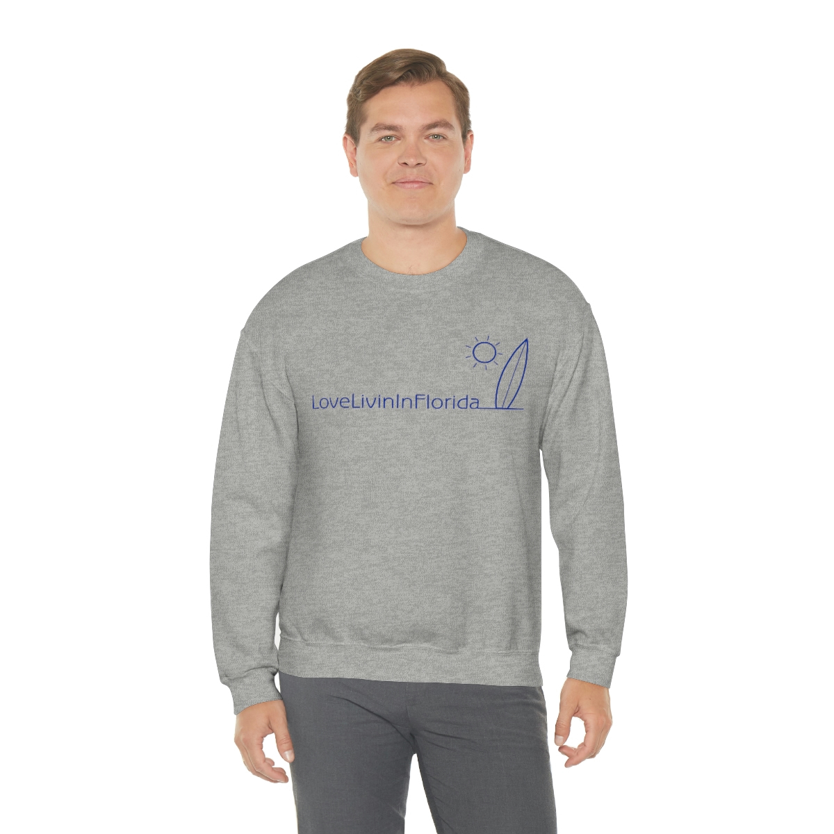 Unisex Heavy Blend Crewneck Sweatshirt Love Livin In Florida Surfboard - Image 32