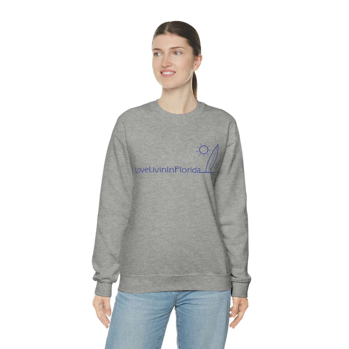 Unisex Heavy Blend Crewneck Sweatshirt Love Livin In Florida Surfboard - Image 33