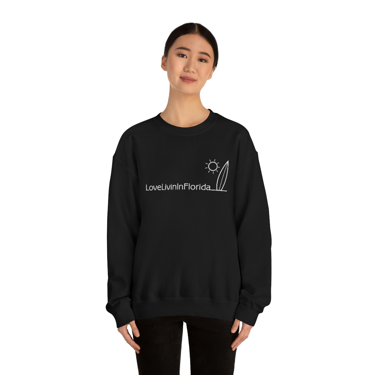 Unisex Heavy Blend Crewneck Sweatshirt Love Livin In Florida Surfboard - Image 21
