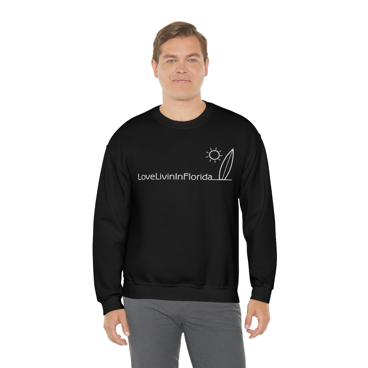 Unisex Heavy Blend Crewneck Sweatshirt Love Livin In Florida Surfboard - Image 23