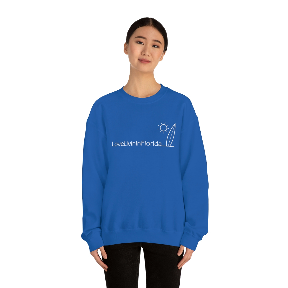 Unisex Heavy Blend Crewneck Sweatshirt Love Livin In Florida Surfboard - Image 3