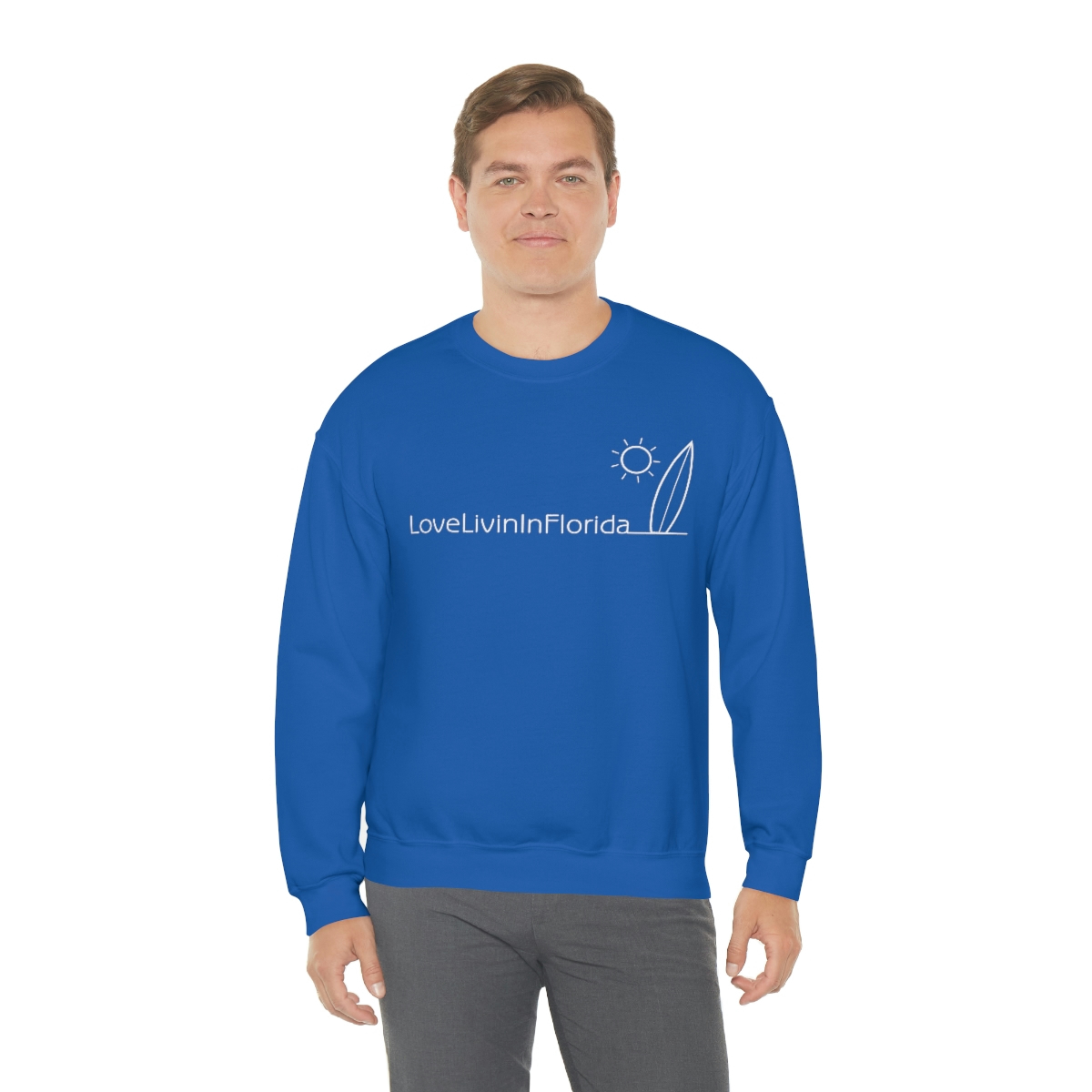 Unisex Heavy Blend Crewneck Sweatshirt Love Livin In Florida Surfboard - Image 5