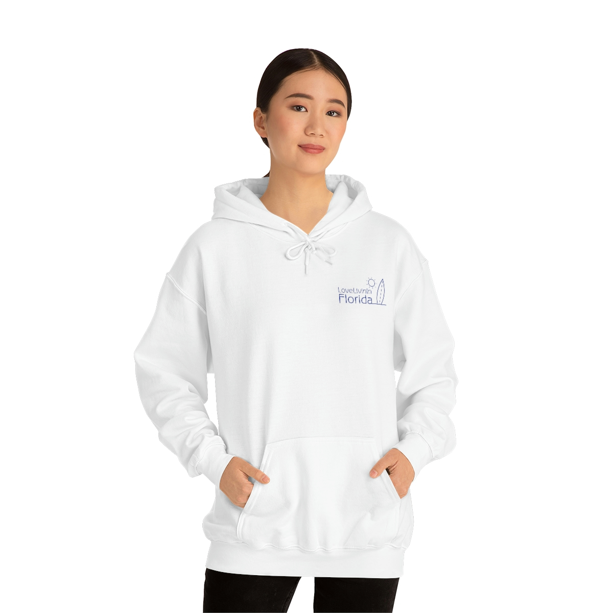 Unisex Medium Blend Hooded Sweatshirt Love Livin In Florida Surfboard - Image 12