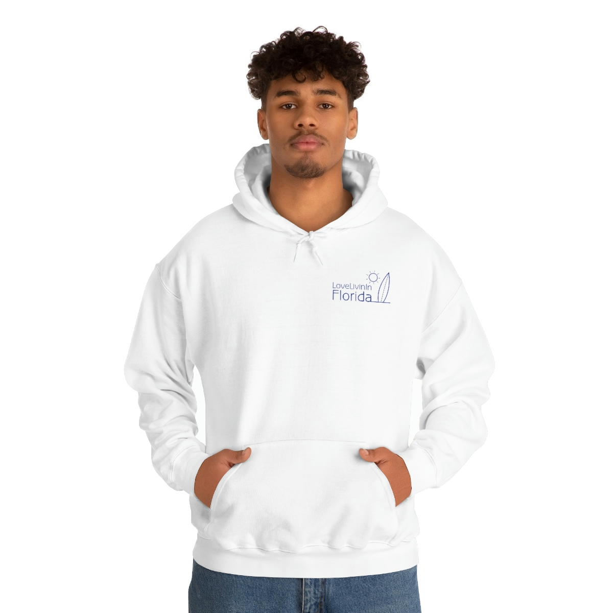 Unisex Medium Blend Hooded Sweatshirt Love Livin In Florida Surfboard - Image 13