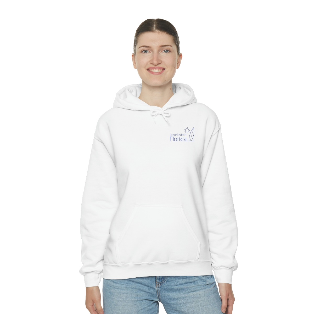 Unisex Medium Blend Hooded Sweatshirt Love Livin In Florida Surfboard - Image 14
