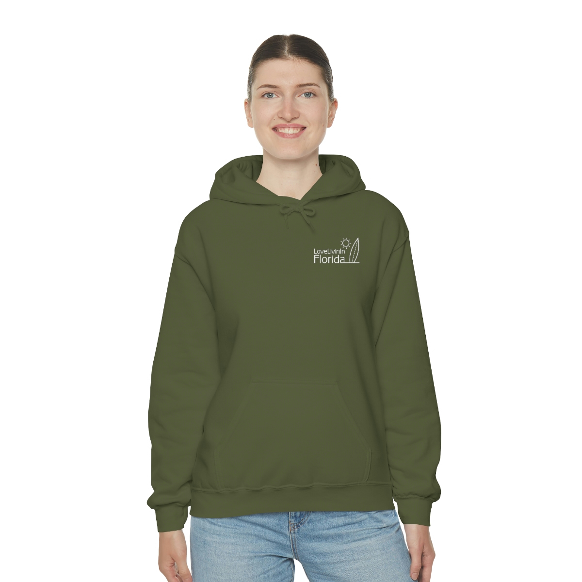 Unisex Medium Blend Hooded Sweatshirt Love Livin In Florida Surfboard - Image 59