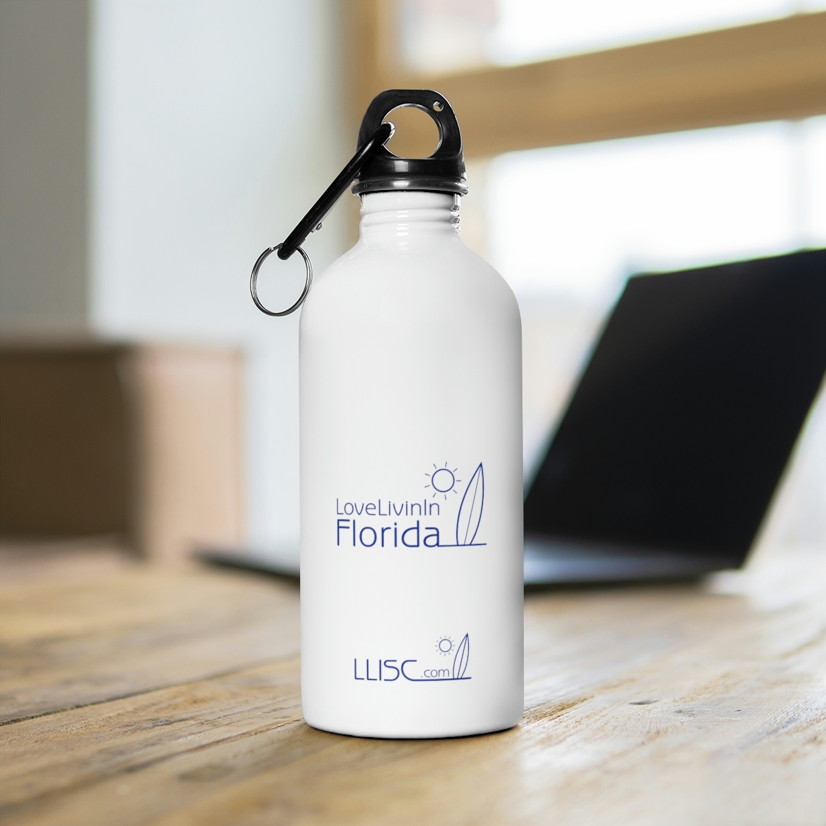 Stainless Steel Water Bottle Love Livin In Florida Surfboard - Image 6