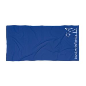Beach Towel Dark Blue Love Livin In Florida Surfboard