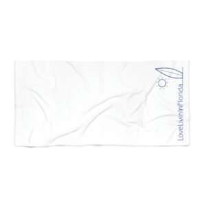 Beach Towel White Love Livin In Florida Surfboard