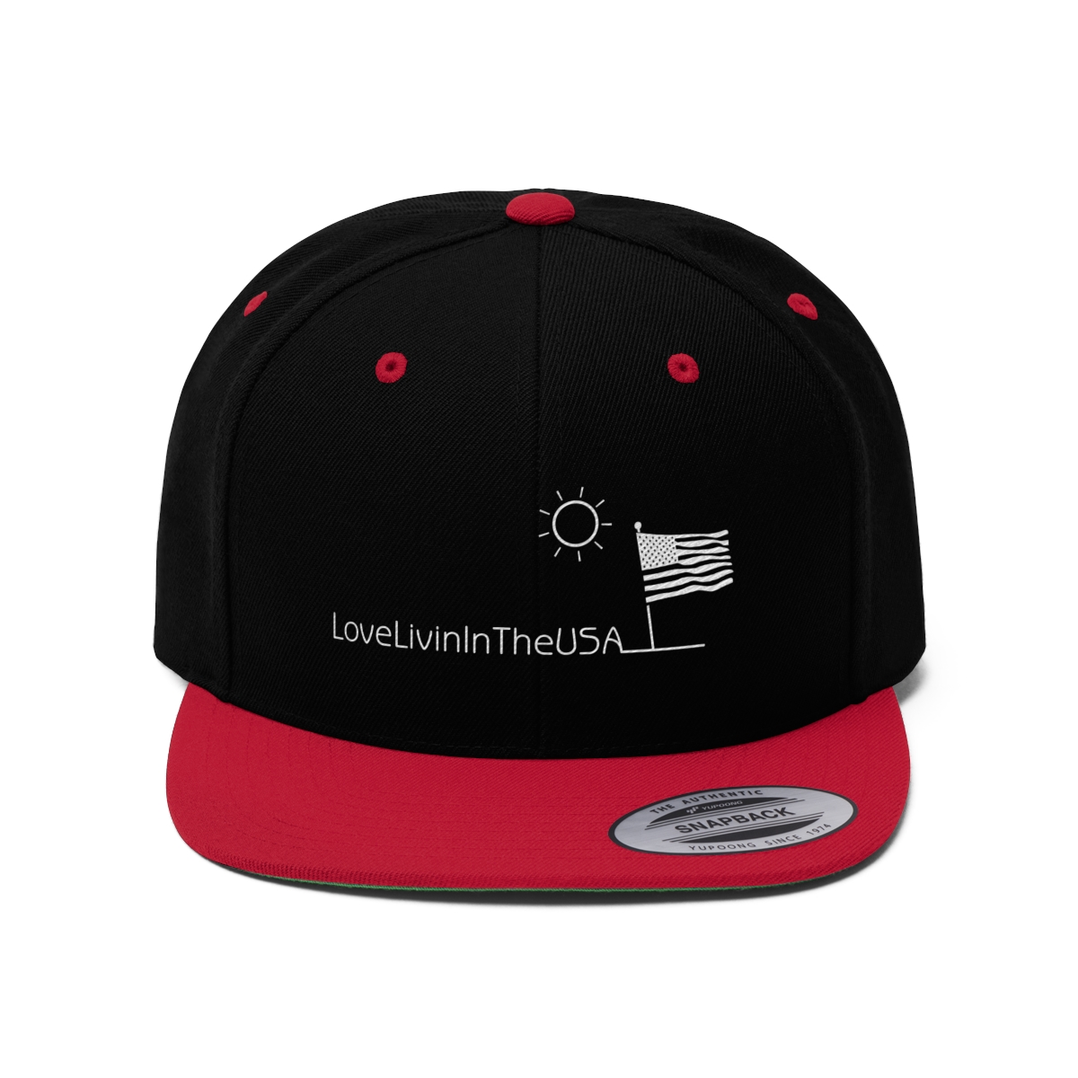 Unisex Flat Bill Hat Love Livin In The USA - Image 6