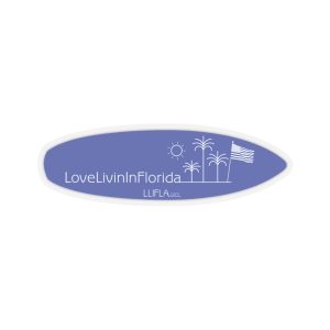Surfboard Shaped Stickers Love Livin In Florida Palm Trees