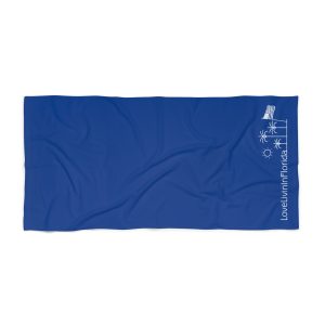 Beach Towel Dark Blue Love Livin In Florida Palm Trees